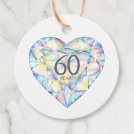 60 Jahre Rautenherz-Aquarellkleber Geschenkanhänger