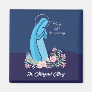 60. Jahrestag des religiösen Lebens Nun Pink Blume Magnet