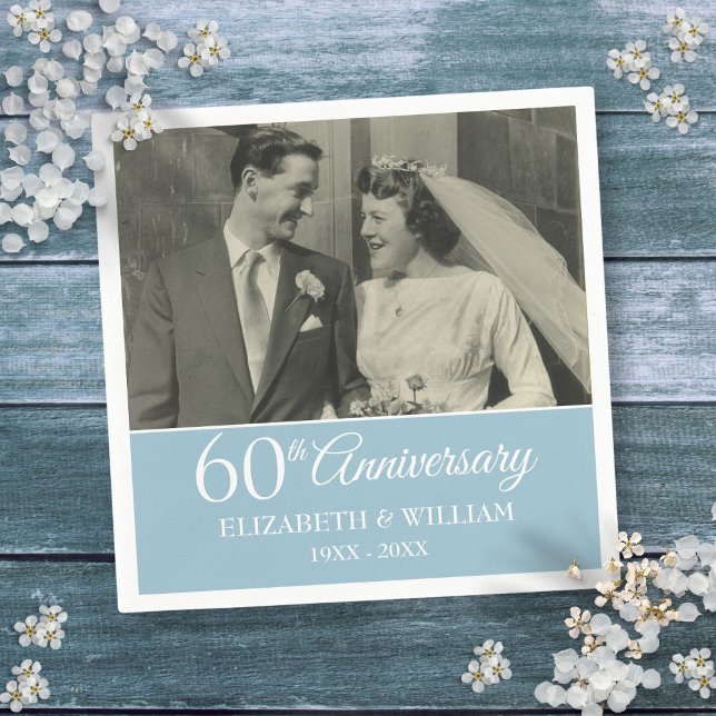 60. Jahrestag Hochzeit Foto Elegant Diamond Serviette (60th Anniversary Wedding Photo Elegant Diamond Napkins)