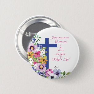 60. Jahrestag, Nonne, religiöses Leben-Kreuz Button