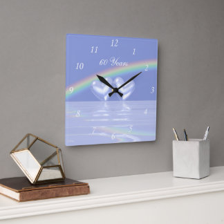 60. Jahrestags-Diamant-Herzen Quadratische Wanduhr