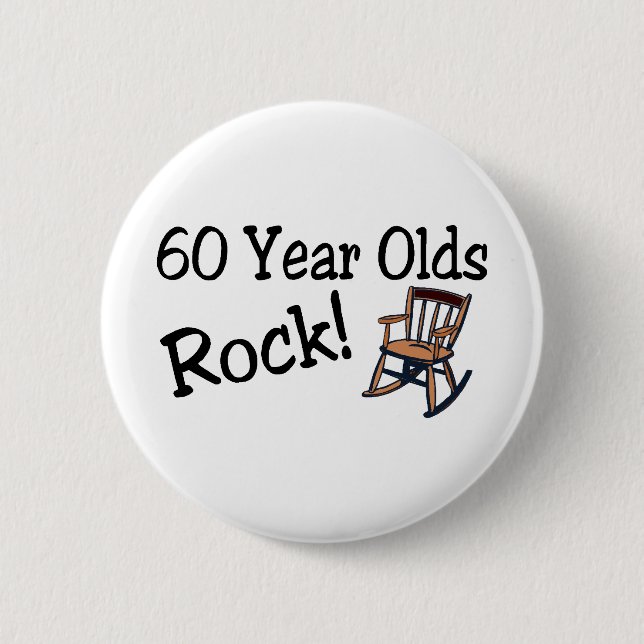 60 Jährige des Felsen-(Schaukelstuhl) Button (Vorderseite)