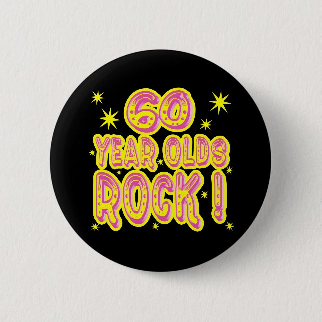 60 Jährige Felsen-! (Rosa) Knopf Button (Vorderseite)