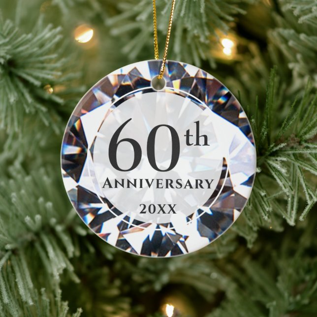 60. Jubiläum Diamond Foto Personalisiert Keramik Ornament (Baum)