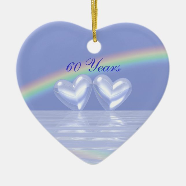 60. Jubiläum Diamond Hearts Keramikornament (Vorne)