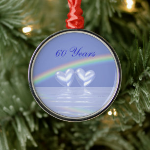 60. Jubiläum Diamond Hearts Silbernes Ornament