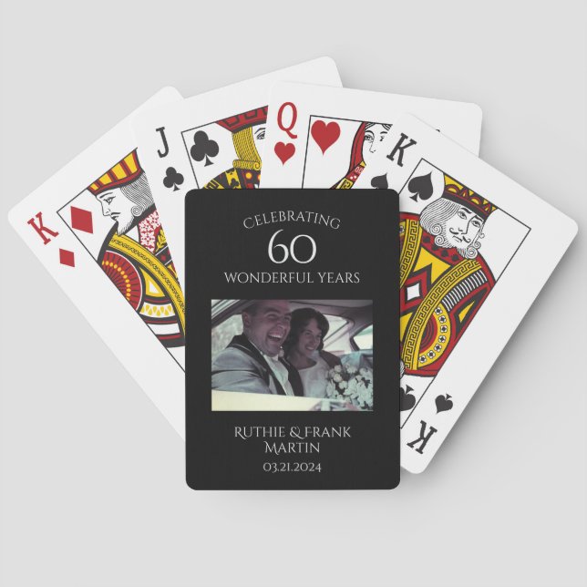 60. Jubiläum Elegantes Personalisiertes Foto Gesch Spielkarten (Rückseite)