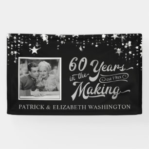 60. Jubiläum Foto Black and Silver Stars Banner