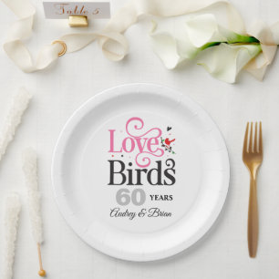 60. Jubiläum Love Birds Personalisiert Pappteller