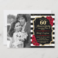 60. Jubiläum mit Foto - Gold Black Red