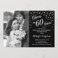 60. Jubiläum mit Foto - Silberschwarz