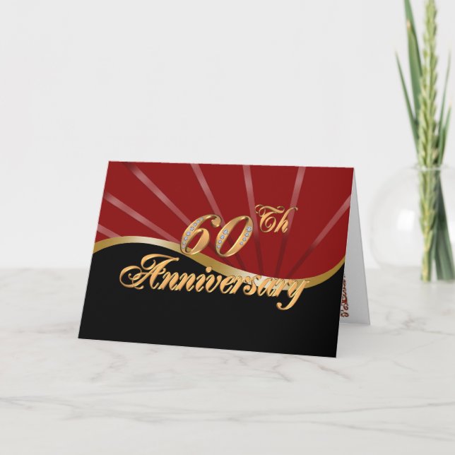 60. Jubiläum Party Einladung rote schwarze Karte (Vorderseite)