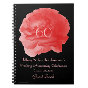 60. Jubiläum Party Gästebuch, Coral Pink Rose Notizblock