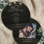 60. Jubiläum Party Rustikale Holzleuchten Menükarte<br><div class="desc">Zeichenfolgen und Vorlagendesign aus Holz. Anpassbar für das 60. Jubiläum Party,  ändern Sie einfach die Texteinladungen.</div>