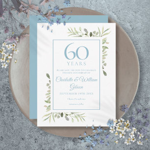 60. Jubiläum Save the Date Aquarellblume Ankündigungspostkarte