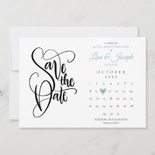 60. Jubiläum Save-the-Date-Kalender Blaues Herz Save The Date