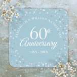 60. Jubiläum Script-Liebe Hearts Confetti Quadratischer Aufkleber<br><div class="desc">Mit feinen Herzen Konfetti. Personalisieren Sie Ihre speziellen Informationen zum sechzigsten Diamantenjubiläum in schicken Schriften. Entwickelt von Thisisnotme©</div>