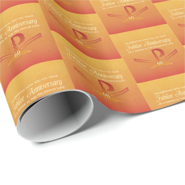 60. Jubiläumsjahr Nun Pax Cross, Orange Geschenkpapier (Rolleneckpunkt)