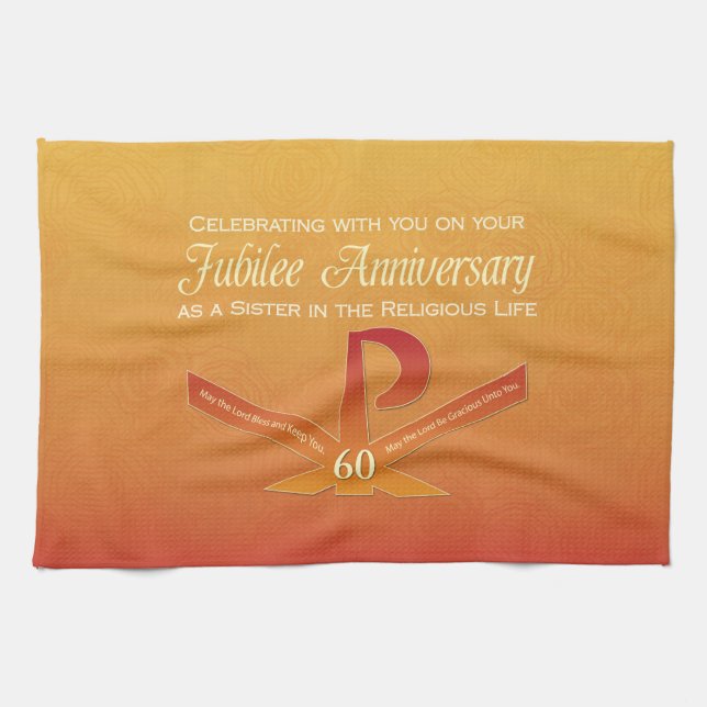 60. Jubiläumsjahr Nun Pax Cross, Orange Handtuch (Horizontal)