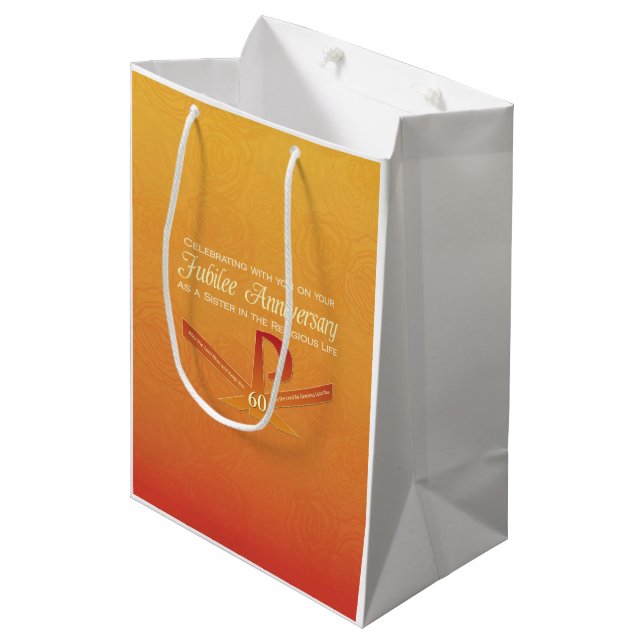 60. Jubiläumsjahr Nun Pax Cross, Orange Mittlere Geschenktüte (Vorderseite Schrägansicht)