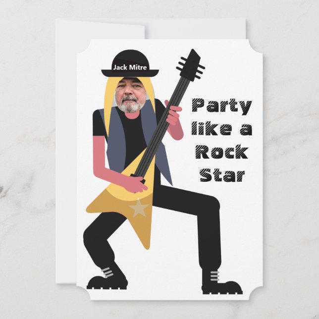60. Mens 🎸 🤣 Rockstar Birthday Gitarre Funky Fun Einladung (Vorderseite)