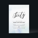60 Minimal 60. Geburtstagsparty Blue Watercolor Einladung<br><div class="desc">Feiern Sie Ihren besonderen Tag mit dieser einfachen minimalen 60. Geburtstagsfeier. Dieses Design verfügt über ein stilvolles Schriftzeichen "Sixty" mit einem weichen,  blau-mintfarbenen Aquarell-Hintergrund. Mehr Geburtstagseinladungen für Erwachsene und Party-Zubehör sind in meinem Shop BaraBomDesign erhältlich.</div>