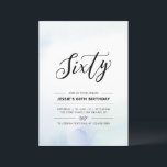 60 Minimal 60. Geburtstagsparty Blue Watercolor Einladung<br><div class="desc">Feiern Sie Ihren besonderen Tag mit dieser einfachen minimalen 60. Geburtstagsfeier. Dieses Design verfügt über ein stilvolles Schriftzeichen "Sixty" mit einem weichen,  blau-mintfarbenen Aquarell-Hintergrund. Mehr Geburtstagseinladungen für Erwachsene und Party-Zubehör sind in meinem Shop BaraBomDesign erhältlich.</div>