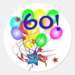60! Ou N'Importe Quel Âge Ballons Stickers Rond An
