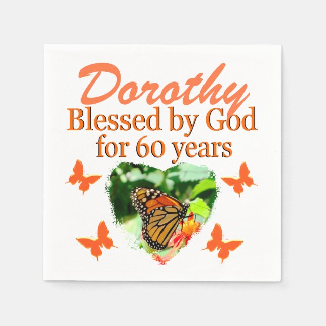 60. PERSONALISIERTE SCHALTFLY CHRISTLICH NAPKINS SERVIETTE (Vorderseite)