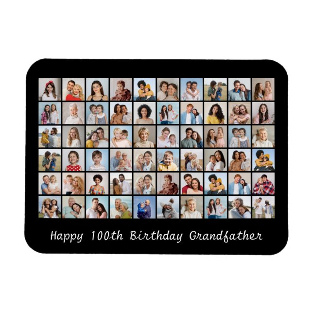 60 Photo Collage Add Any Name & Age Birthday Magnet (Horizontal)