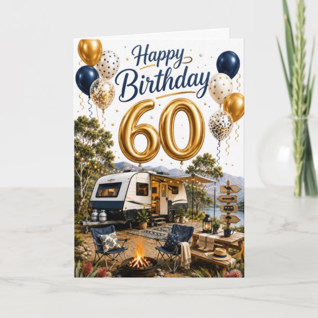 60. Reise-Geburtstag Karte (Vorderseite)
