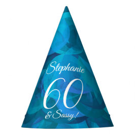 60 & Sassy Elegant Ocean Blue Geburtstag Partyhütchen