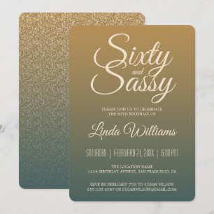 60 Sassy Gold Emerald Ombre 60. Geburtstagsparty Einladung