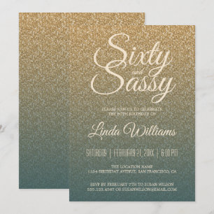60 Sassy Gold Emerald Ombre 60. Geburtstagsparty Einladung