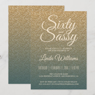 60 Sassy Gold Emerald Ombre 60. Geburtstagsparty Einladung