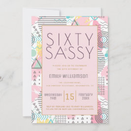 60 & Sassy Pink 1980er Memphis Design 60. Teil Einladung