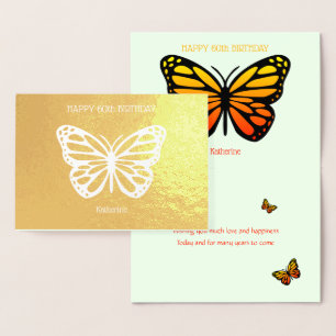 60. Schmetterling Geburtstag hinzufügen Namensfoli Folienkarte