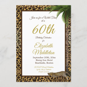 60. Sechzigste Leopard Print Palm Wild Geburtstag Einladung