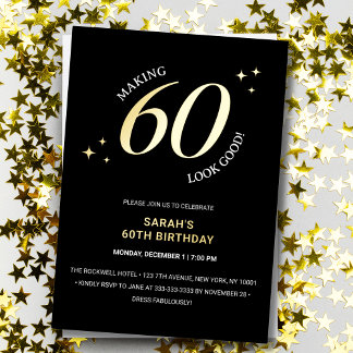 60 sehen gut aus 60. Geburtstag Gold Folieneinladung