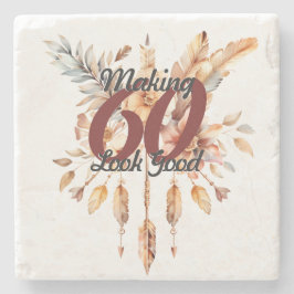 60 sehen gut aus 60. Geburtstag Rustikaler Boho Steinuntersetzer