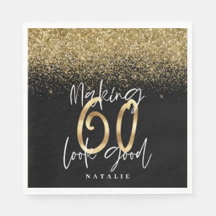 60 sehen gut aus Gold Geburtstagsparty Serviette
