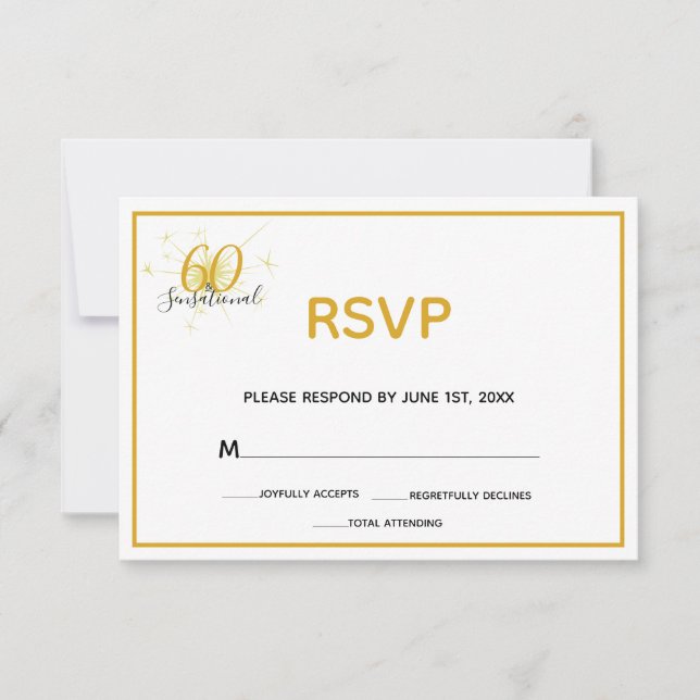 60 & SENSATIONAL 60. Geburtstag RSVP-Karte RSVP Karte (Vorderseite)
