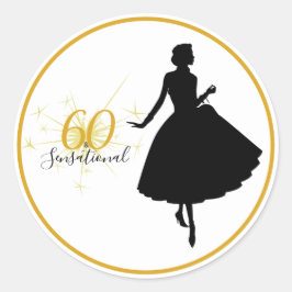 60 & SENSATIONAL 60. Geburtstagsgeschenkaufkleber Runder Aufkleber