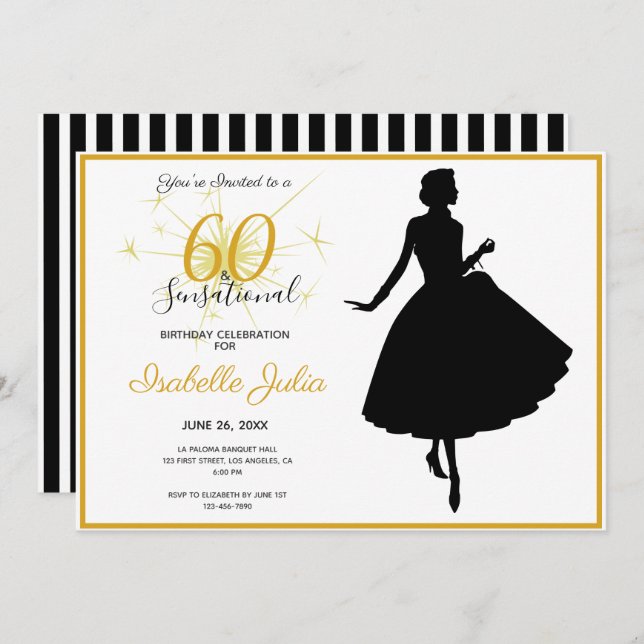 60 & SENSATIONAL 60e anniversaire Invitation (Devant / Derrière)