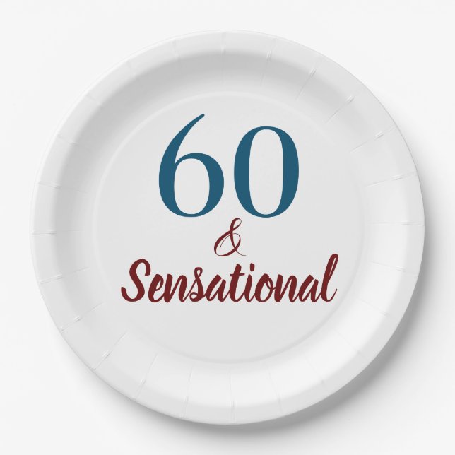 60 & Sensational Birthday Party Pappteller (Vorderseite)