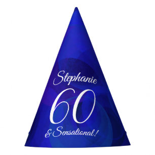60 & Sensational Elegant Royal Blue Birthday Partyhütchen