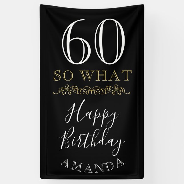 60 So, was lustiges Zitat Black Elegant 60. Geburt Banner (Vertikal)