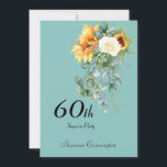 60. Sonnenblumen Überraschung Geburtstagsparty Ein Einladung<br><div class="desc">Sonnenblumen,  60.,  Überraschung. Überraschen kann entfernt werden. Türkisfarbener Hintergrund einfach</div>