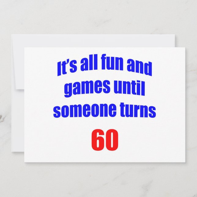 60 Spaß und Spiele Einladung (Vorderseite)