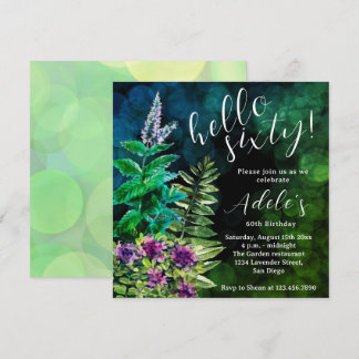 60 th birthday wild herbs watercolor  einladung